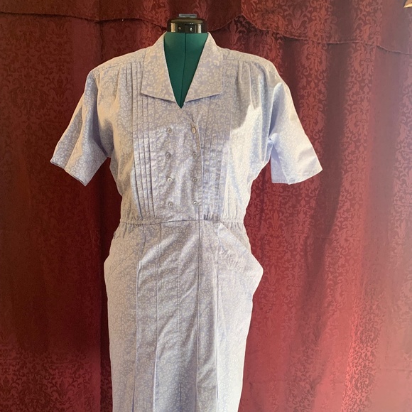 Laura Ashley Style 80’s Vintage Blue Floral Dress Women’s size 11/12 - Picture 2 of 10